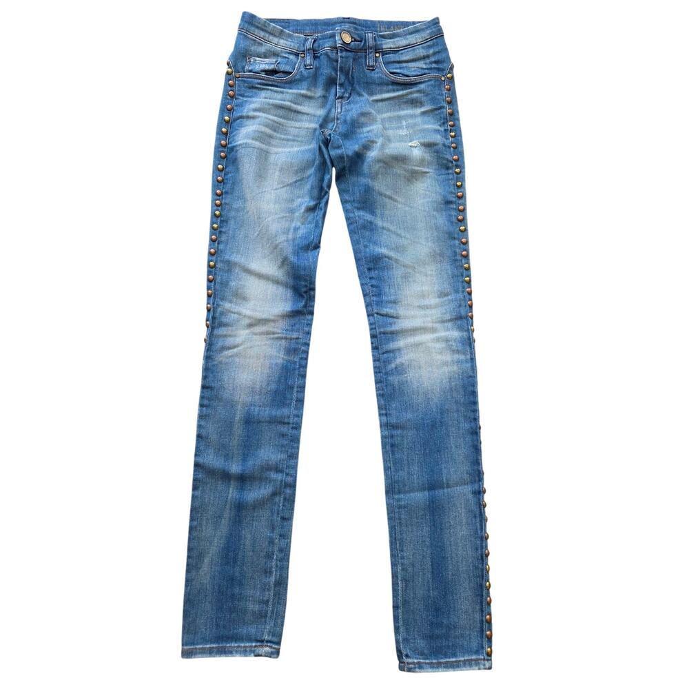 Blank NYC Hands Side-Studded Skinny Jeans Blue Medium Wash Size 25